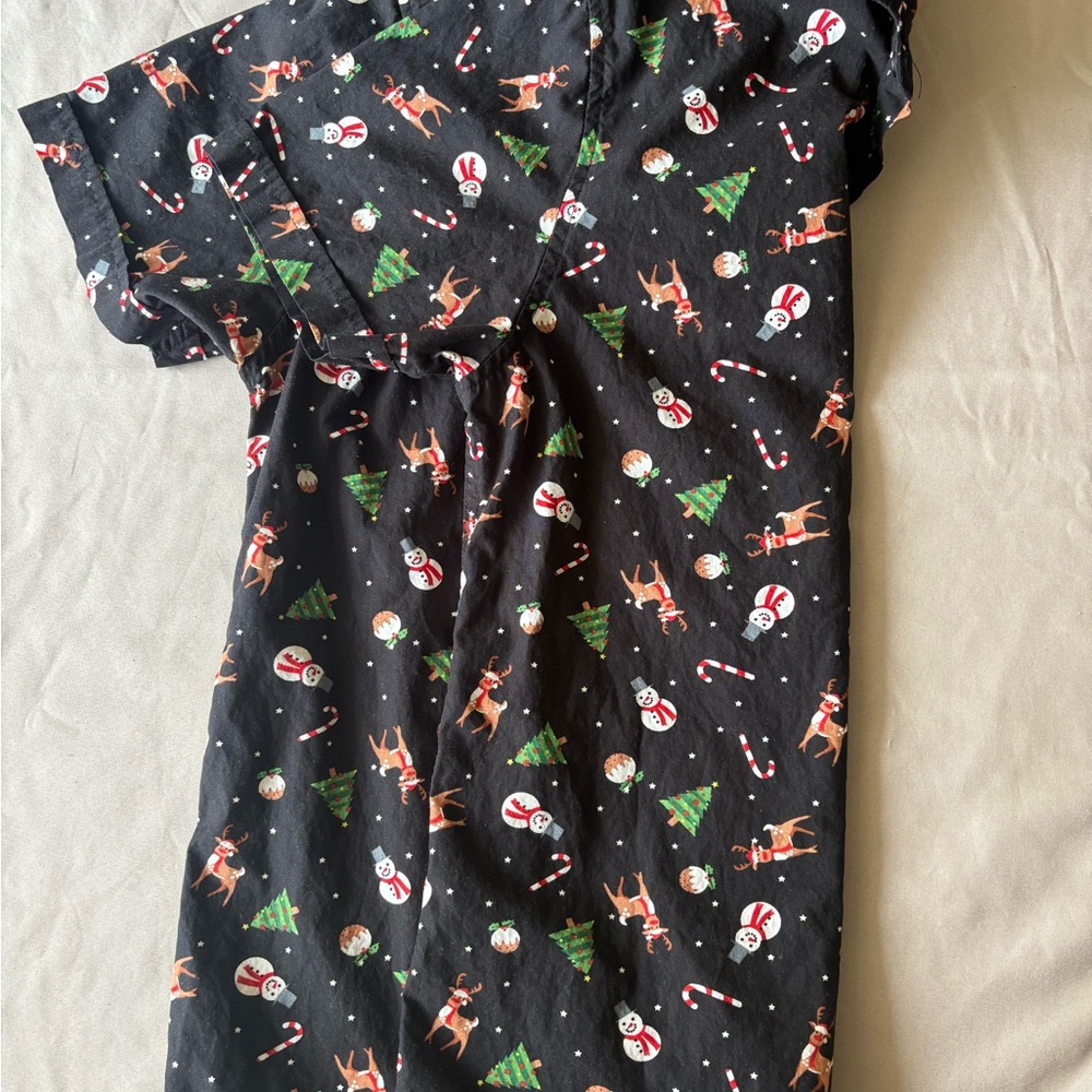 Denim & Flower Ricky Singh Holiday Shirt M Short Sleeve Button Reindeer Snowman - Picture 6 of 6